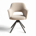 Draaibare stoffen stoel in beige met metalen onderstel 55 x 55 x 85cm