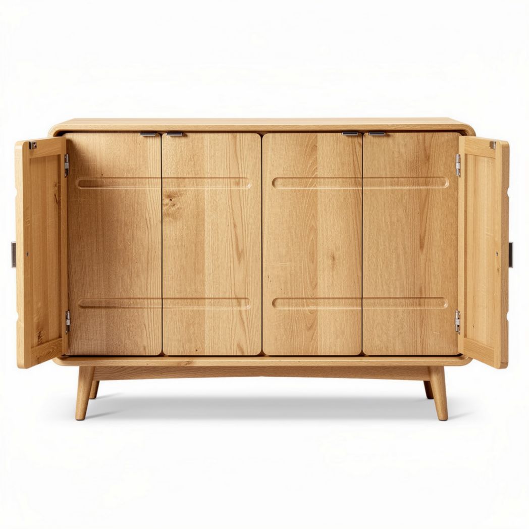 Houten dressoir met vier deuren en verhoogde poten 120 x 40 x 80cm