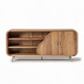 Houten tv-meubel met open vakken en schuifdeuren 120 x 40 x 60cm