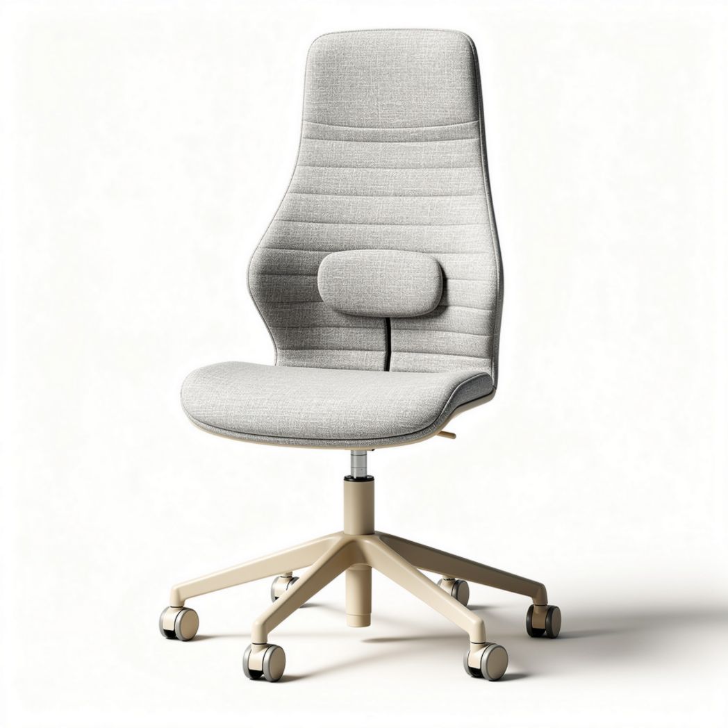 Bureau stoel met verstelbare rugleuning in lichtgrijs stof 80 x 60 x 110cm