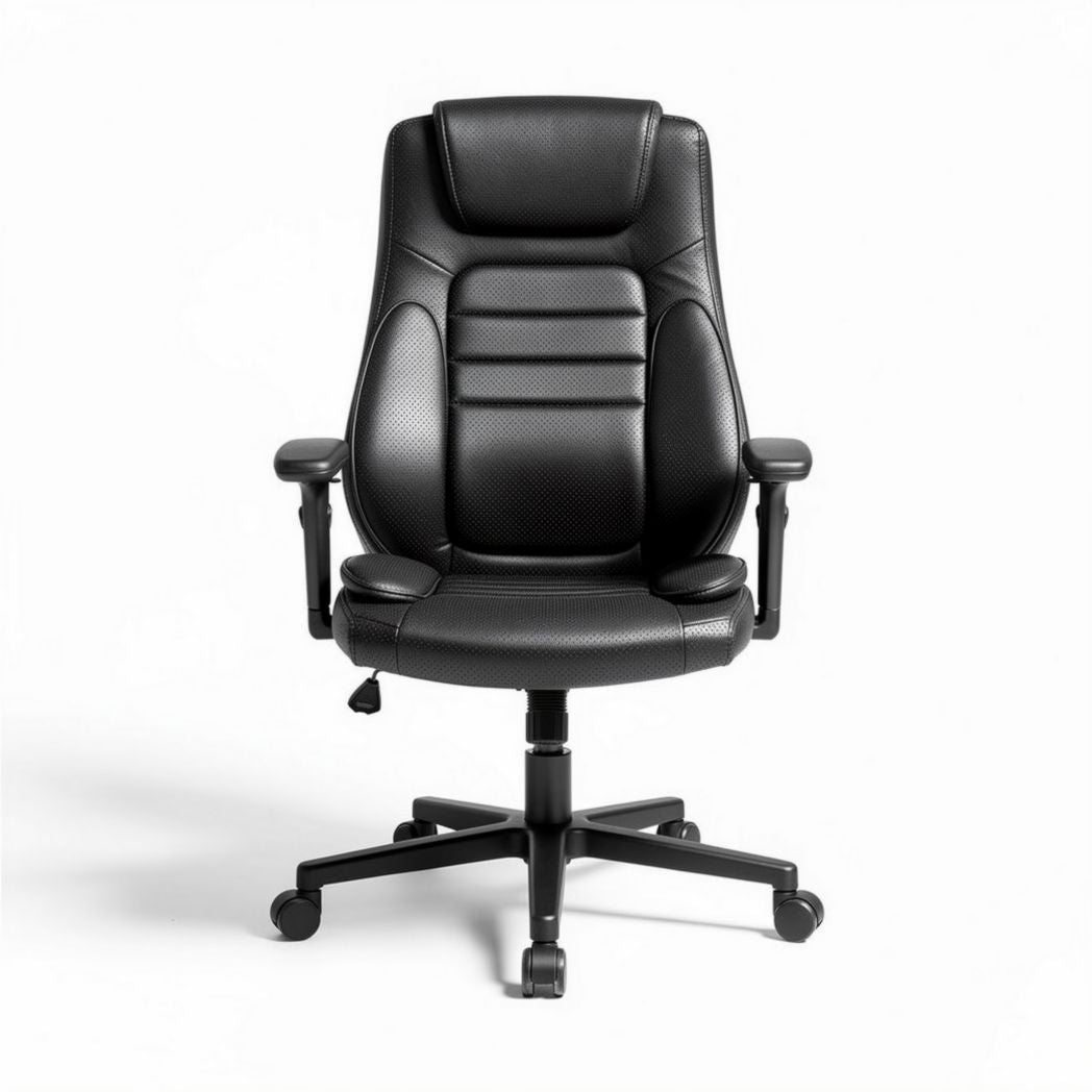 Ergonomische bureaustoel met zwart kunstleer en verstelbare armleuningen 70 x 70 x 120cm