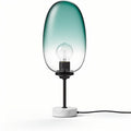 Tafellamp van marmer met glazen kap en zwart metalen voet 20 x 15 x 40cm