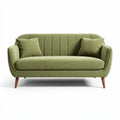 Groen stoffen bank met twee kussens 180 x 80 x 70cm