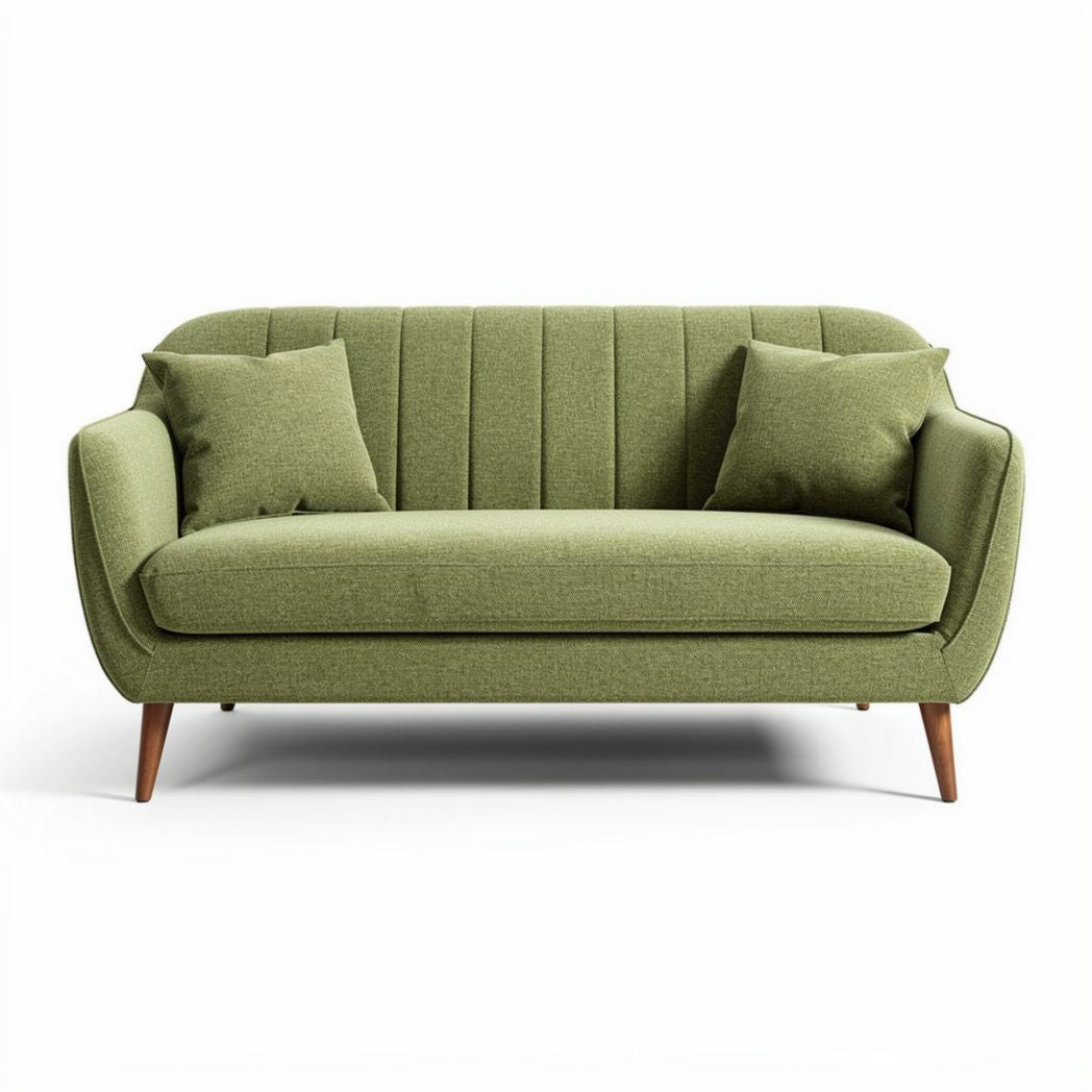 Groen stoffen bank met twee kussens 180 x 80 x 70cm