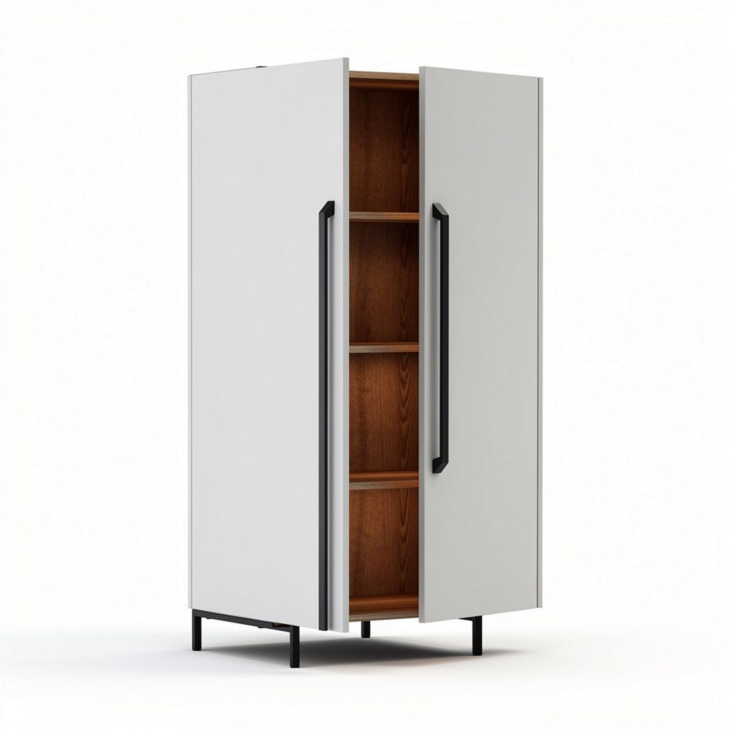 Kast met dubbele deuren en houten planken afmetingen 80 x 40 x 180cm
