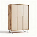 Houten kast met drie deuren en metalen poten 90 x 60 x 150cm
