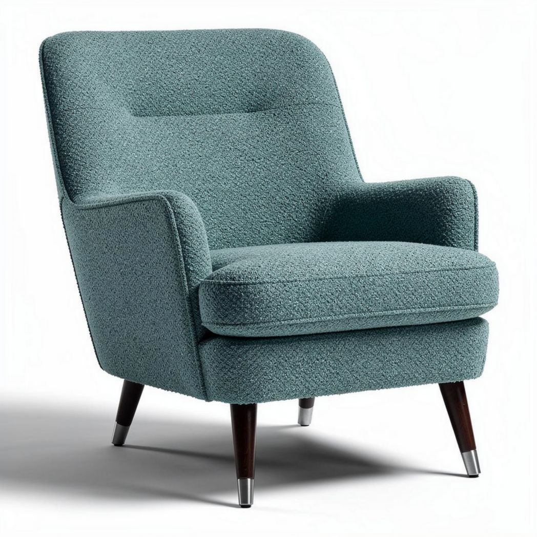 Relax fauteuil met stoffen bekleding en houten poten 80 x 80 x 95cm groen